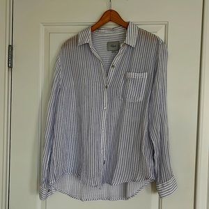 Rails Ellis Davenport, blue and white stripe shirt, size M